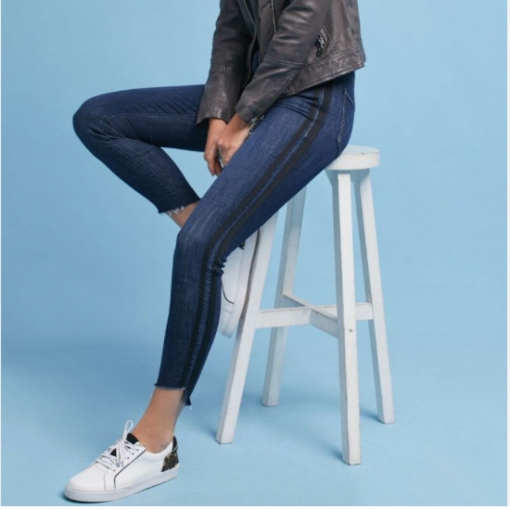Mother Stunner Zip Ankle Step Fray Jean Womens 28 Sweeping Racer Wash